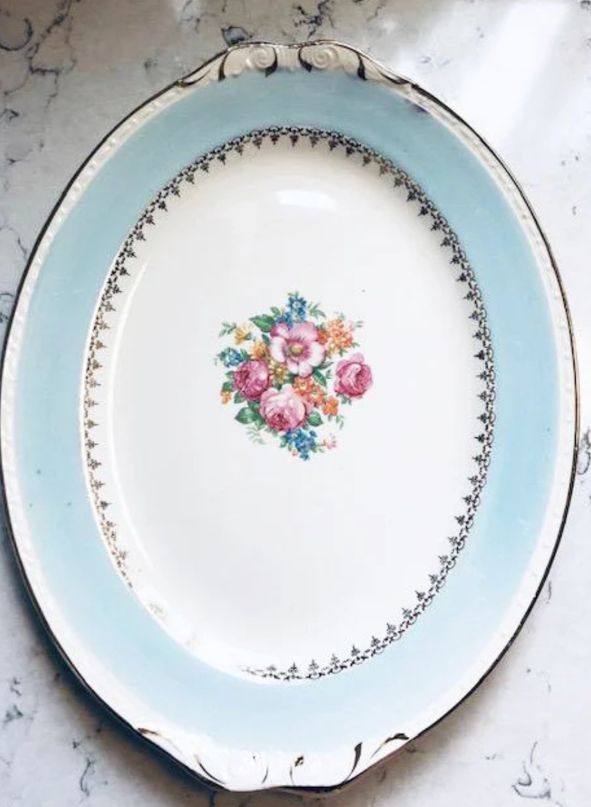 Vintage Homer Laughlin Eggshell Georgian Marilyn Blue Platter - 11 1/2 x 9 inches 