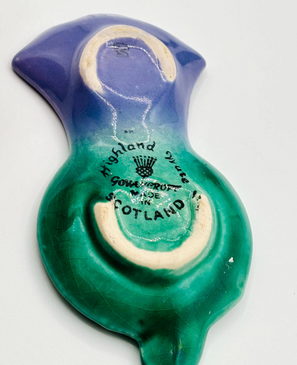 Vintage Govancroft Scottish Highland Ware: Thistle Creamer, Salt, and Plate Set 