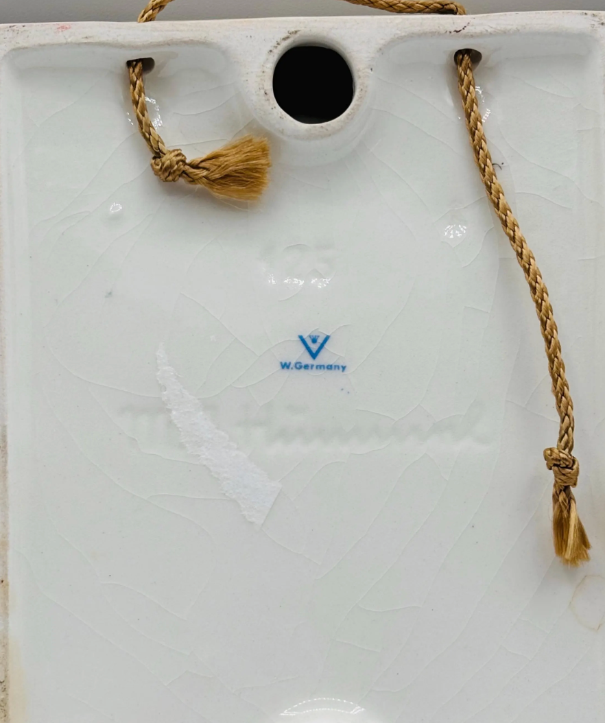 Vintage Goebel Hummel Hanging Wall Figurine - Boy and Girl Waving from Windowsill 