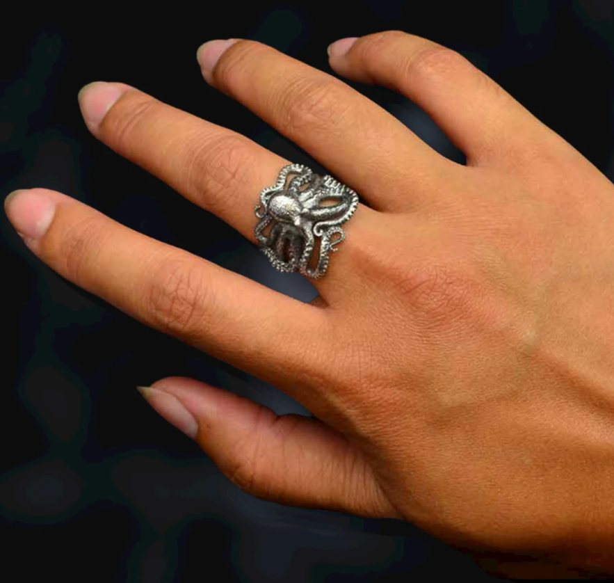 Octopus Sterling Silver 925 Ring 