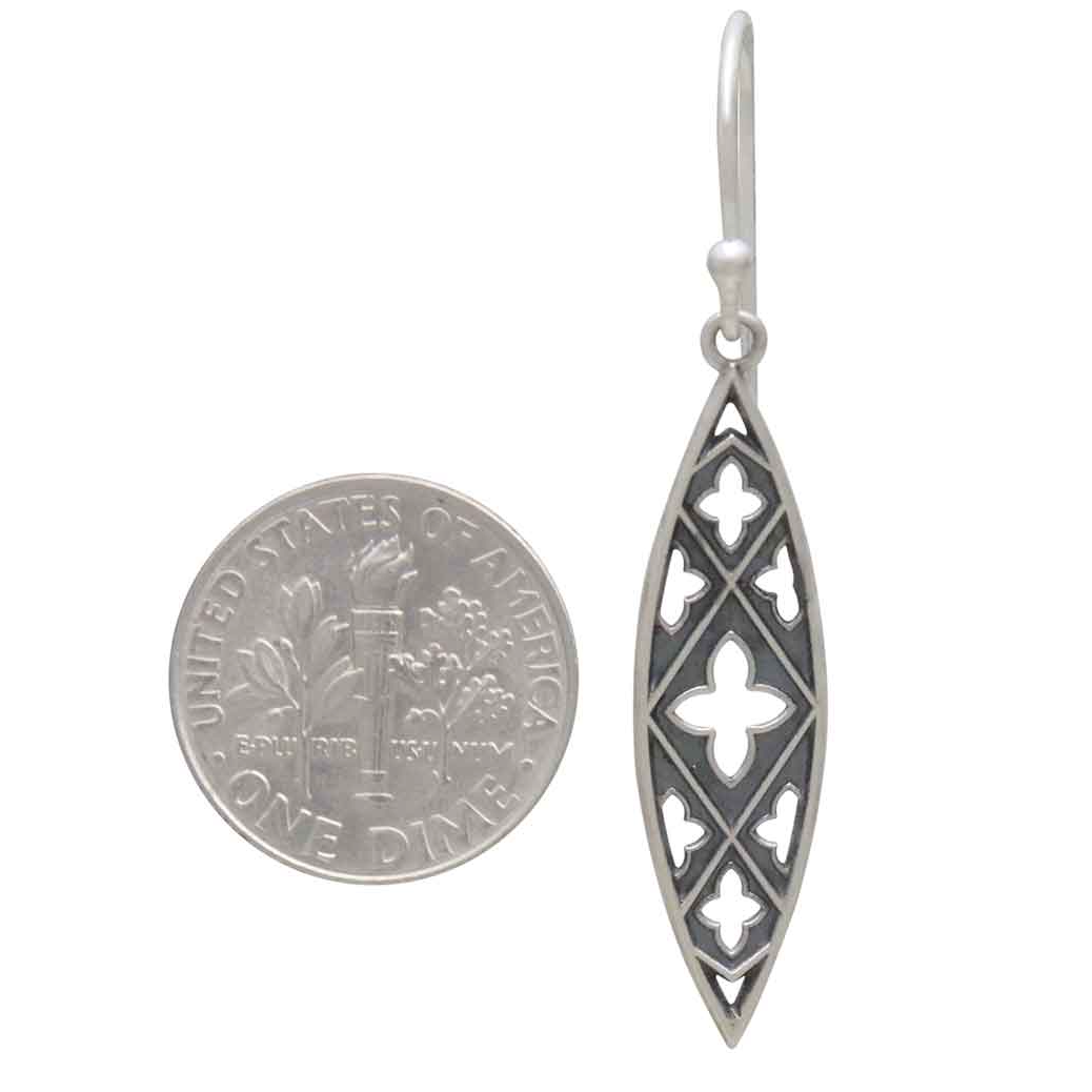 Gothic Marquis Sterling Silver Dangle Earrings 