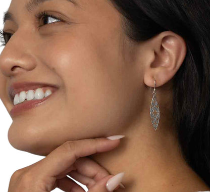 Gothic Marquis Sterling Silver Dangle Earrings 