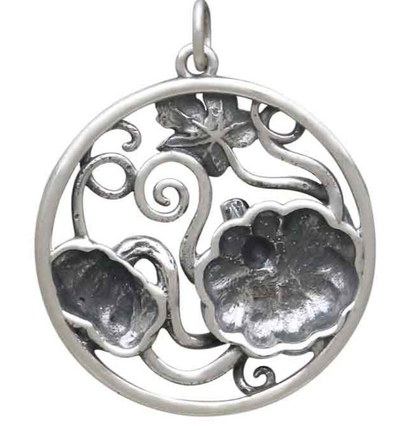 Pumpkins with Vine Sterling Silver Pendant 