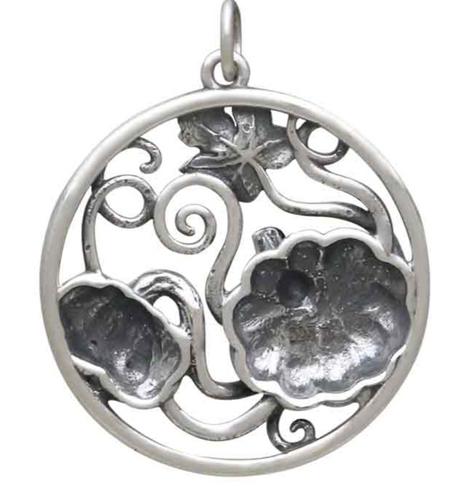 Pumpkins with Vine Sterling Silver Pendant 