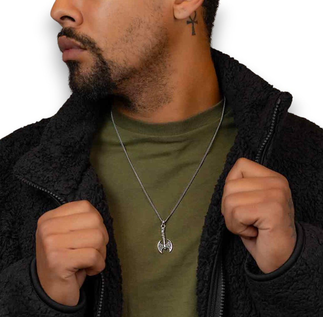 Sterling Silver Viking Axe 22 Necklace 