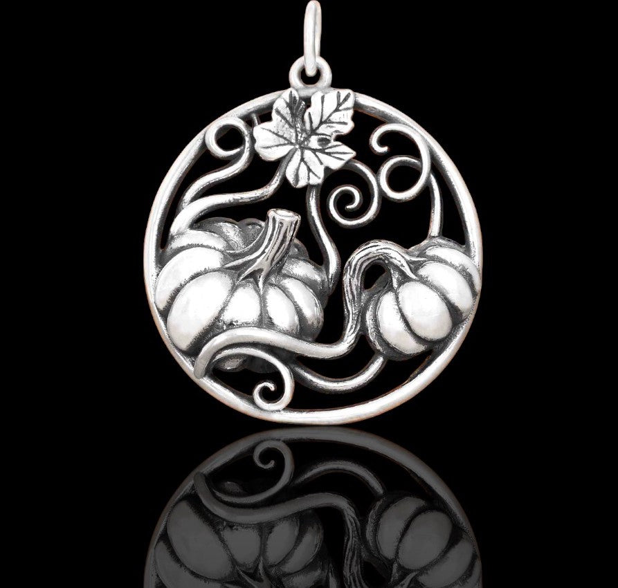 Pumpkins with Vine Sterling Silver Pendant 