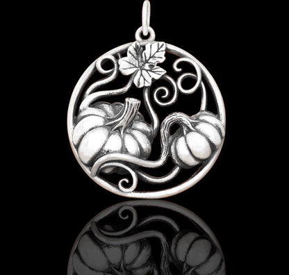 Pumpkins with Vine Sterling Silver Pendant 