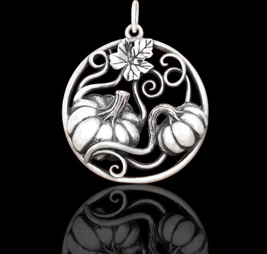 Pumpkins with Vine Sterling Silver Pendant 